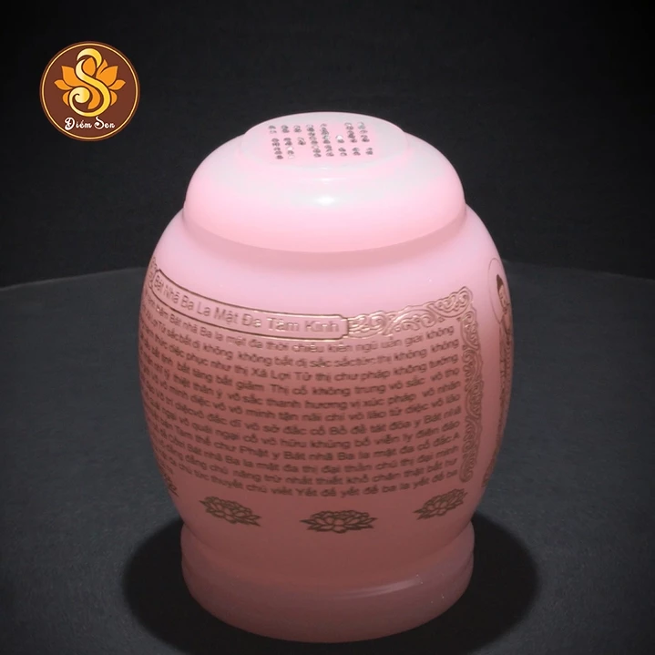 HŨ CỐT ĐÁ BẦU BÁT NHÃ TÂM KINH ADIDA NẮP CHỮ VẠN - HỒNG